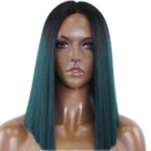 Ombré Black / Dark Hunter Green Lacefront Wig